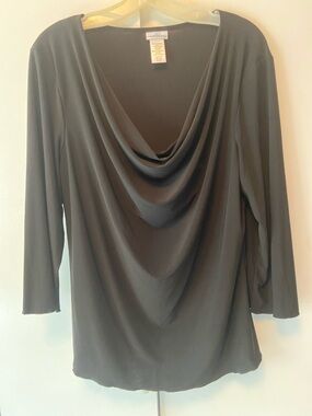 Jaclyn Smith Black Knit Top with drap Neckline
